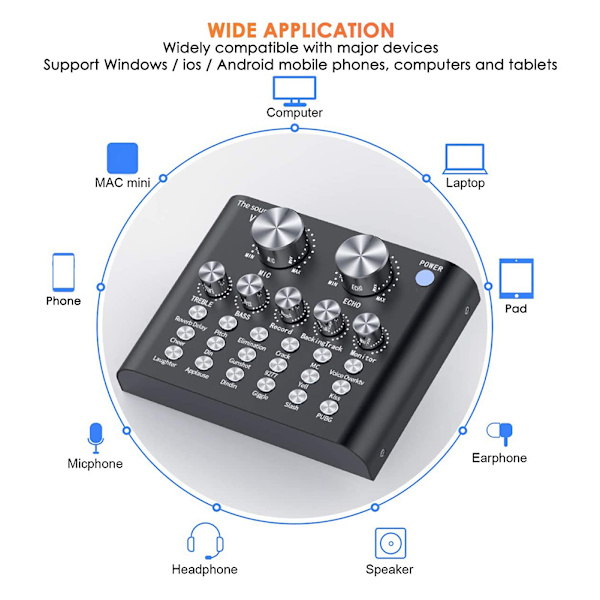 V8 USB extern ljudkort mobiltelefon dator ljudkort för online sång live sändning