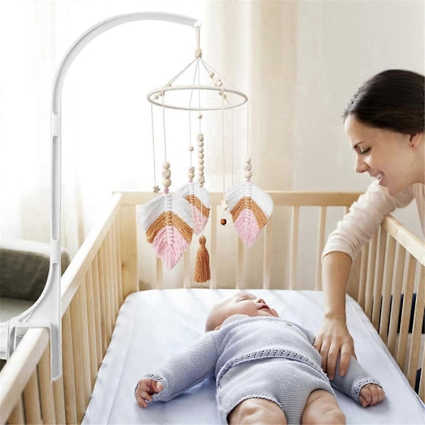 Baby Seng Mobilholder, Justerbar Sengebjelleholder med Dobbelthull Hvit