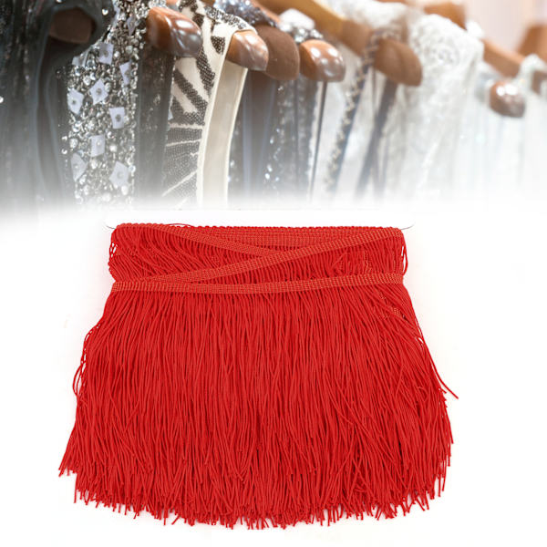 10 meter 14 cm långa fransar Latin klänning tofsar polyester spets trim band sy scen DIY gardin kläder tillbehör röd