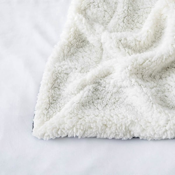 Sherpa Fleece Filt Sängöverkast Filtar För Soffor Mjuk Fluffig Tjock Filt Vändbar Mikrofiberpläd (Grå, Dubbel (150 x 200 cm))