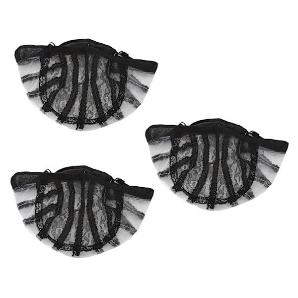 3 st Elastisk peruk Mesh cap Svart Nylon Andas Stretchable Fake Cover för Cosplay Makeup