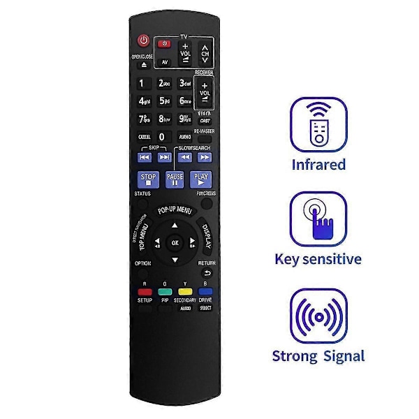 N2QAYB000380 Ersättningsfjärrkontroll kompatibel med BLU RAY Disc Player DMP-BD60 DMP-BD80 DMPBD60 DMPBD80 DMP-BD80GN DM