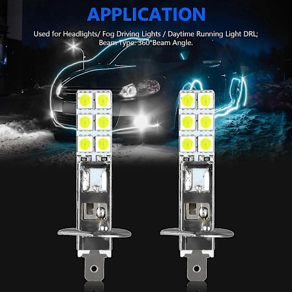 4 stk. H1 6000K Super Hvite 80W LED-frontlyspærer Kit Tåkelys Kjørelys-B13