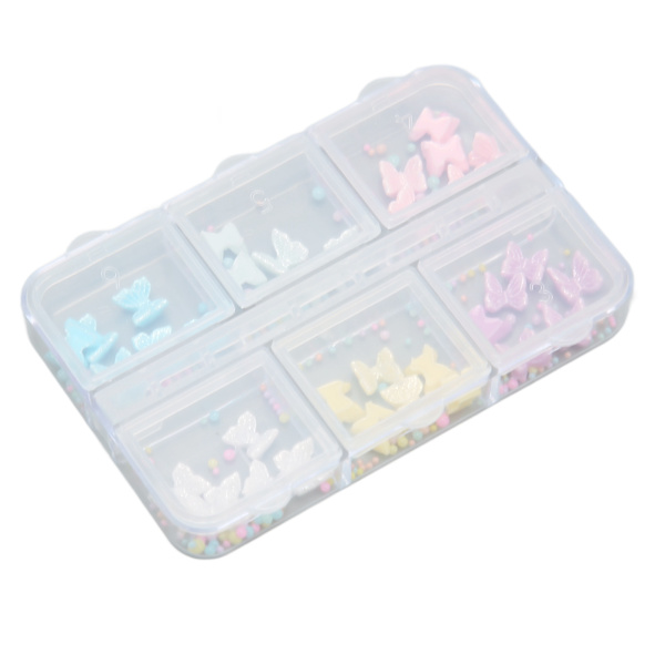1 Box Nail Art Decals Hartsi Kynsien koristelu Useita värejä Rusetti solmu ja helmet Tarvikkeet