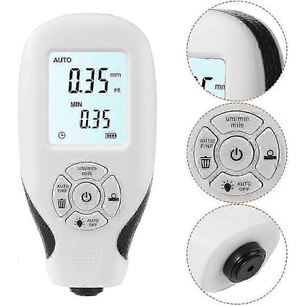 Skikttjockleksmätare, bilfärgsdjupsmätare med LCD-display, automatisk kalibrering (Vit)_SZXM