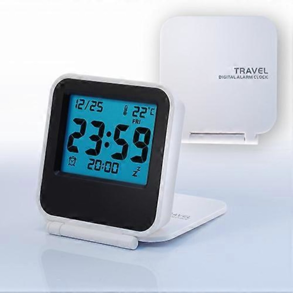 Mini Flip Rese Elektronisk Klocka Termometer Klocka Vikbar Tyst Mode Portabel - GSL vit