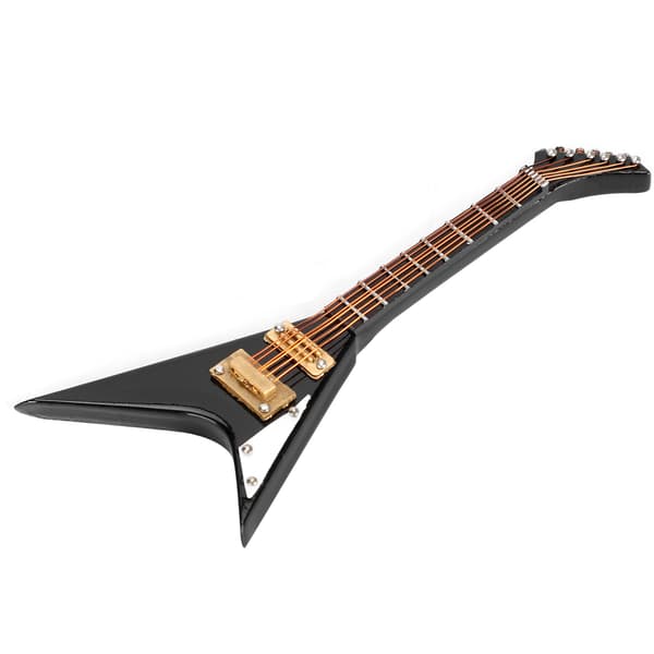 Gitarrdekoration Miniatyrprydnader V-formad Mini Musikinstrument Modell Present Svart 10cm