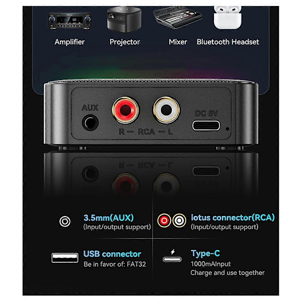 Bluetooth Adapter Ljudmottagare FM Frekvensmodulering Sändare