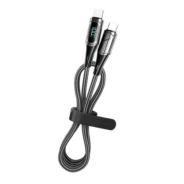 Hurtigopladende datakabel PD LED digitalt display USB-datalinje til bærbar computer tablet telefon 6,6 fod sort