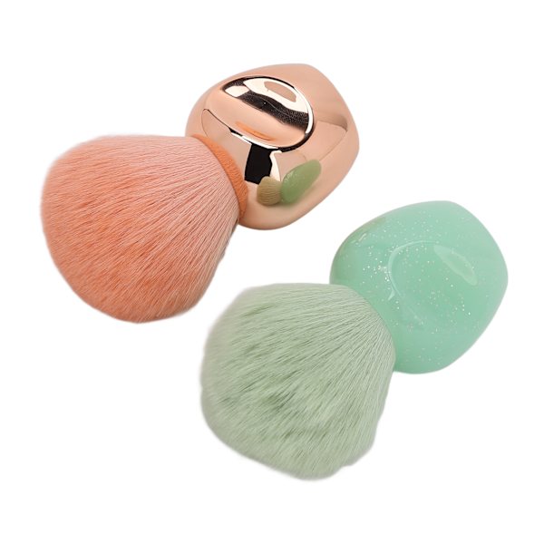 2 stk håndholdt makeup børste Blødt blødt hår Kosmetisk skønhedsbørste til løs pulverblusher Rose Gold Lysegrøn