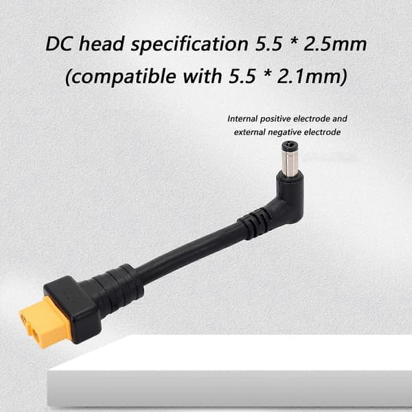 XT60 til DC5525 ladekabel optimalisert for langvarig bruk værbestandig PVC-konstruksjon flerfarget 50cm