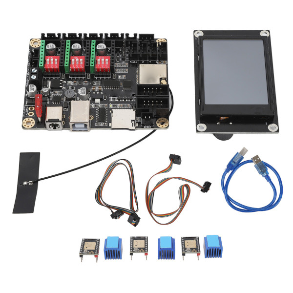2.4in Touch Screen 32 Bit Laser Engraver Mainboard Control Board with Heat Sink 3D Printer Motherboard 12‑24VDC