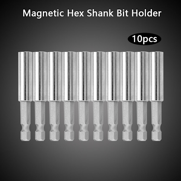 10 kpl 60 mm magneettinen pikalukitus 1/4" kuusiovarsi ruuvimeisseli poranterän pidikkeen jatkotanko