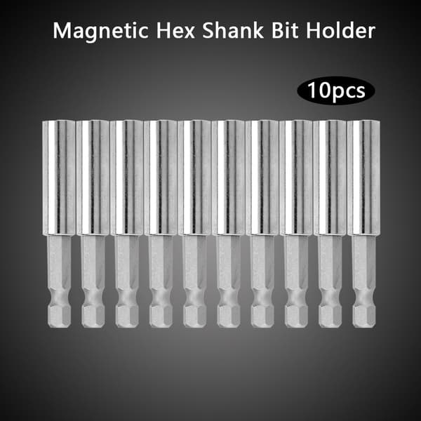 10 stk. 60 mm Magnetisk Hurtigutløser 1/4\" Hex Shank Skrutrekker Bor Bit Holder Forlengelsesstang
