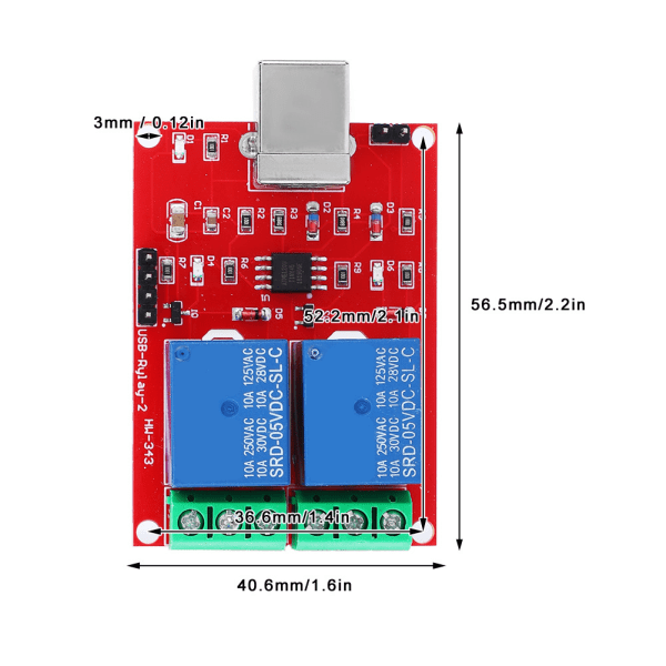 5V USB kontrolafbryder 2-kanals relæmodul Computer PC intelligent kontrolafbryder USB kontrolkontakt-rød-1 stk.
