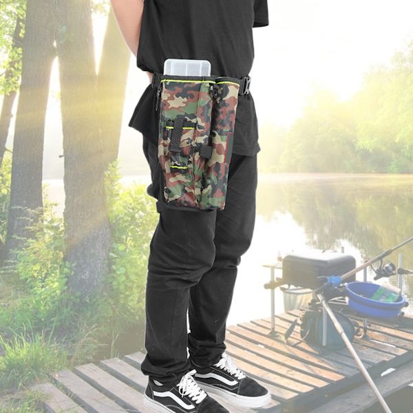 Udendørs multifunktionel ben-talje taske lår drop pose fiskestang tasker (camouflage)