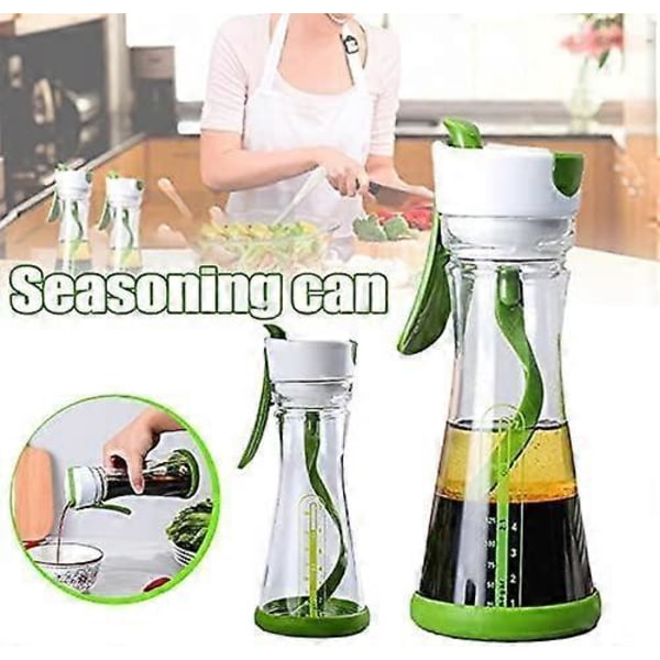 Salladsdressingbehållare med mixer, enkel hällpip och spillsäker pip, salladsdressingshaker