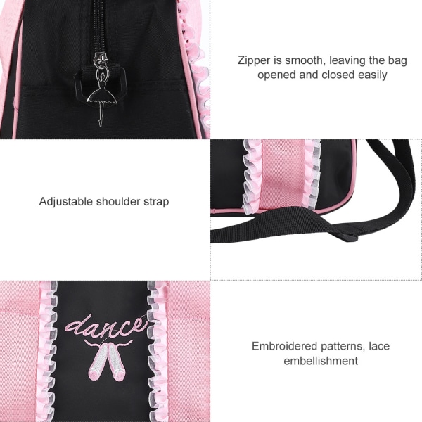 Piger Ballet Dance Børnehåndtaske Single Shoulder Sports Lynlås Taske Tote (sort)