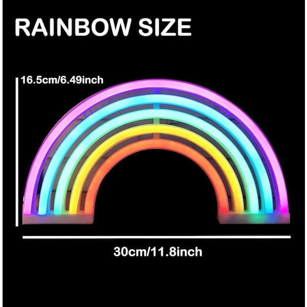 Rainbow Light Skyltar, Regnbåge Väggdekor för Flickor, Barnrum, LED-lampa, Regnbågsdekor, Barnpresenter, Batteri eller USB, LED Nattlampa