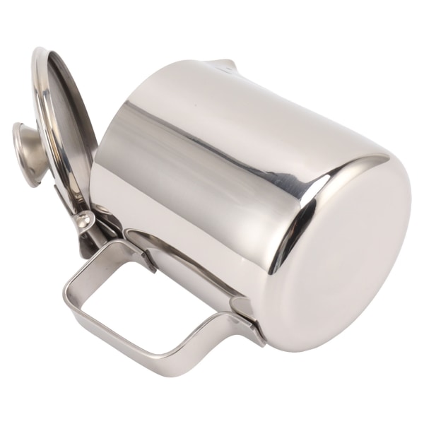 Rustfrit mælkeskummerkande i rustfrit stål, cappuccino-kande, kaffeskumbeholder med låg, 350 ml