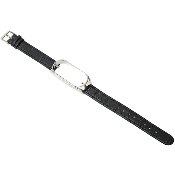 Sportarmband för Mi Band 7 Mjukt PU-läder Ersättningsrem för löpvandring Svart Silver