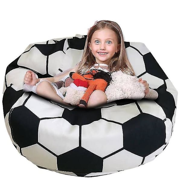 Fotboll formad plysch leksak organizer förvaring bönpåse stol överdrag 80x90CM