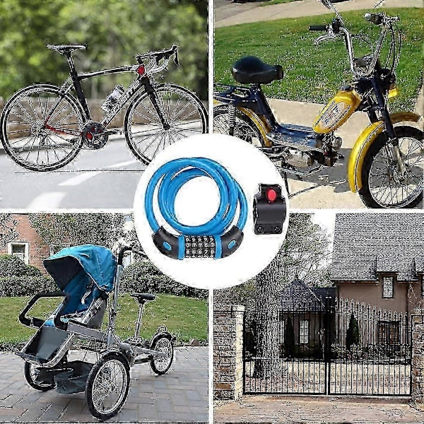Cykelvajerlås 1,2 m Hög Säkerhet 5-siffrig Cykelkombinationslås (rosa)