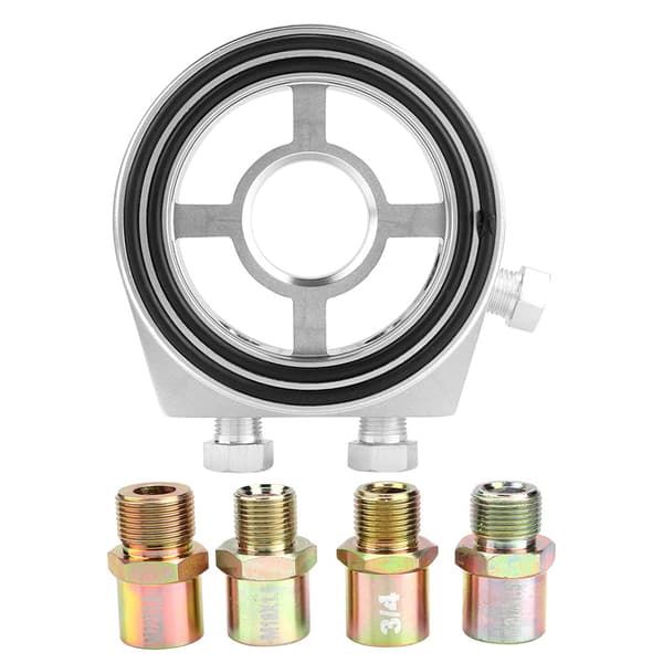 Sølv Aluminium Universal Oliefilter Temperatur Køler Måler Sandwich Plade Adapter