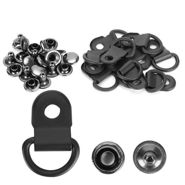 100 sæt snørebåndskrog D-ring øjespænde messing sko læder DIY nitteværktøj mat sort 9x14mm