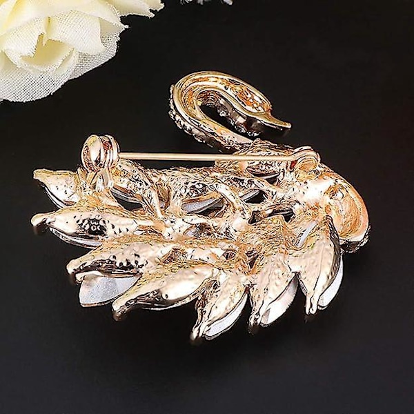 Svanformad Brosch Nål Legering med Zirkon Emalj Kristall Strass Mode Smycken Present till Kvinnor