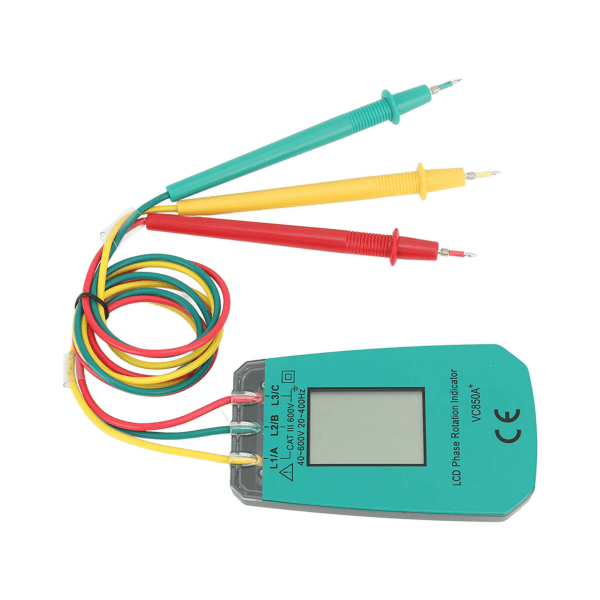 3-faset sekvens tilstedeværelse rotasjonstester indikator detektor meter LCD fase rotasjonsindikator