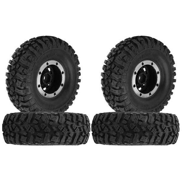 4 kpl 1/10 kauko-ohjattavat 1,9 tuuman alumiinivanteet ja 115 mm kumirenkaat D90/F350/SCX10 musta