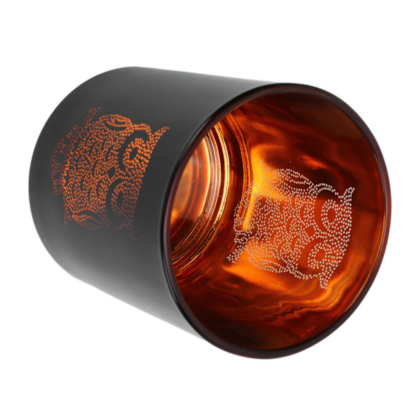 Glasvotivljusstake Natt Uggla Hållbar Luktfri Svart Glas Romantisk Tealight Ljusstake för Hemmakontor Bar