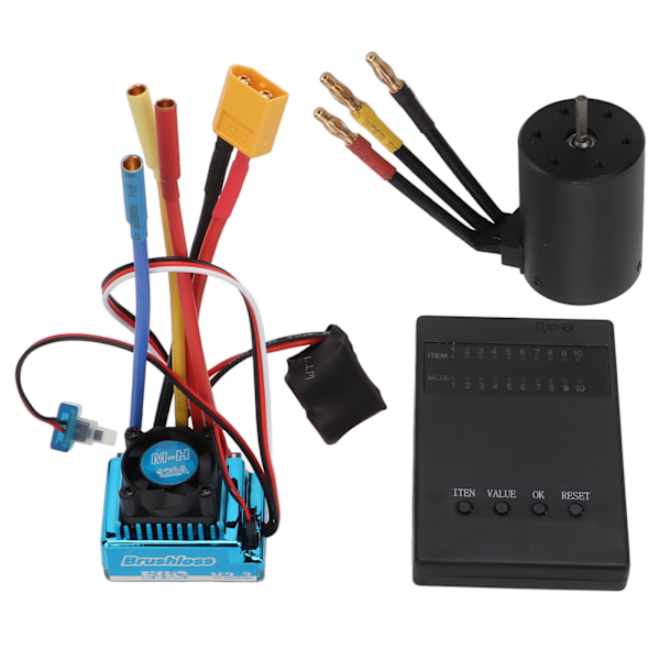 RC Børsteløs Vanntett 120A XT60 Plugg ESC 3650 3600KV Motorsett med Programmeringskort for 1/8 1/10 RC Bil