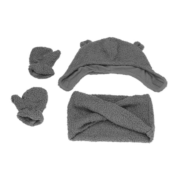 Söt babyhatt handskar halsduk set polyester fiber dubbla lager håller varm vinterhatt handskar halsduk