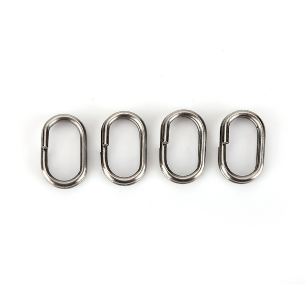 100 stk rustfrit stål ovale splitringe Drejeligt snap fiskegrej forbindelse (9x15mm)