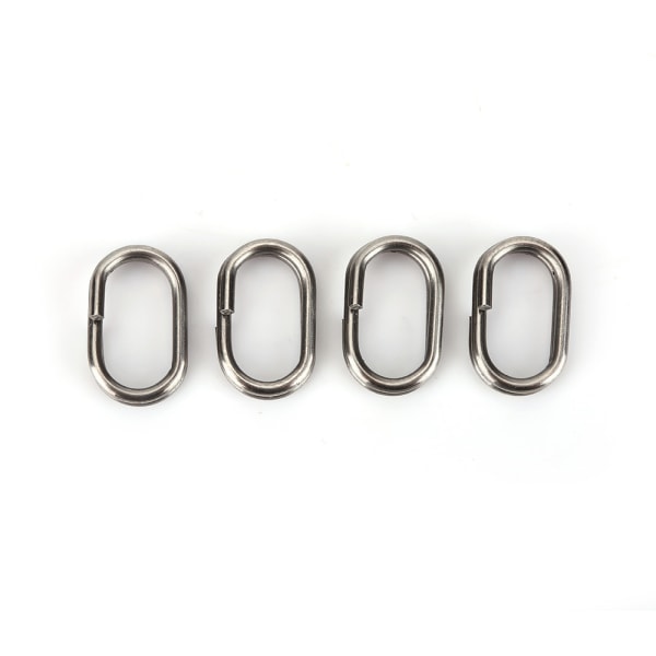 100 stk rustfritt stål ovale delte ringer Svingbar Snap fiskeredskapskobling (9x15mm)