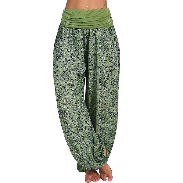 Grønne Plus Size Dame Print Aladdin Harem Bukser
