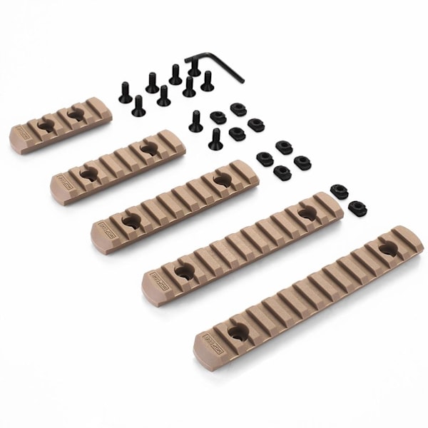 5-spor 65mm 7-spor 85mm 9-spor 105mm 11-spor 124mm 13-spor 144mm Nylon MLok Picatinny-skinnesett med unbrakonøkkel
