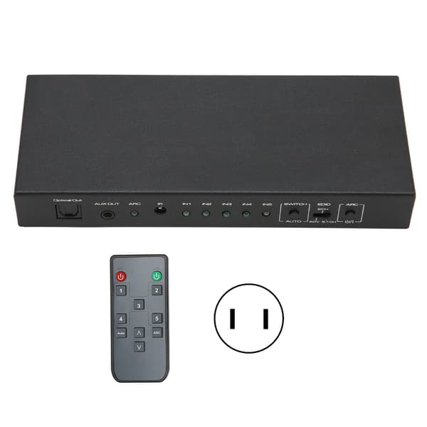 Ljudextraktor 5-portars stöd 4K 60Hz UHD Auto EDID HDR HD Multimedia Interface Switch Ljuddelare med ARC 100‑240V US-kontakt
