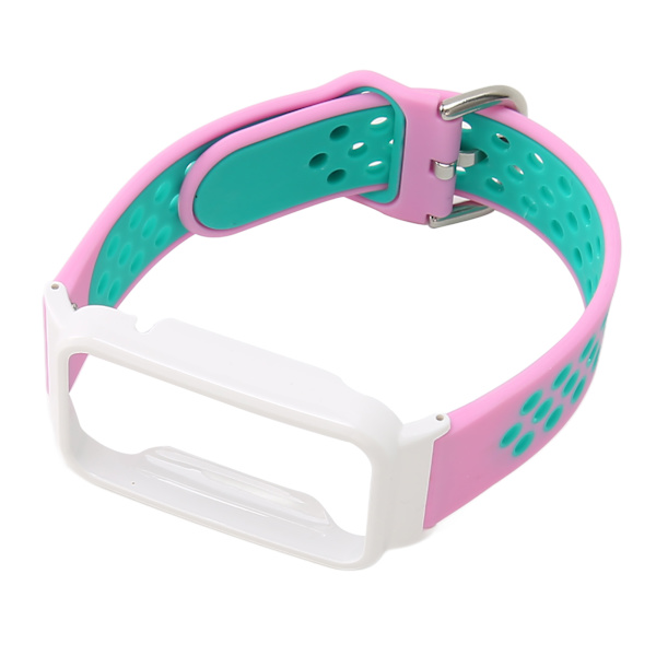 Andningsbart silikon watch med skyddande stötfångare Case Passar för Mi Band 7 Pro Rosa grönt och vitt case