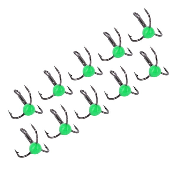 10 st/set fiskekrok trippelkrok i kolstål, korrosionsbeständig fiskedrag, färgad borrkrok, grön