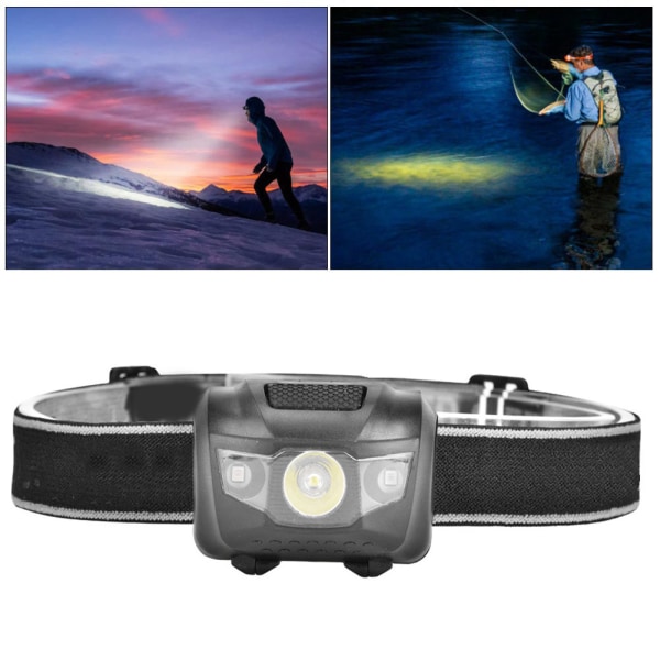 3W LED-otsalappu Punaiset ja valkoiset valot Kalastusotokatkovalo ulkoiluun Picnic Vaellus Mountaineering Black