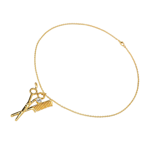 Saks og kam vedhæng halskæde legering saks kam ornamenter udsøgt frisør stylist vedhæng guld