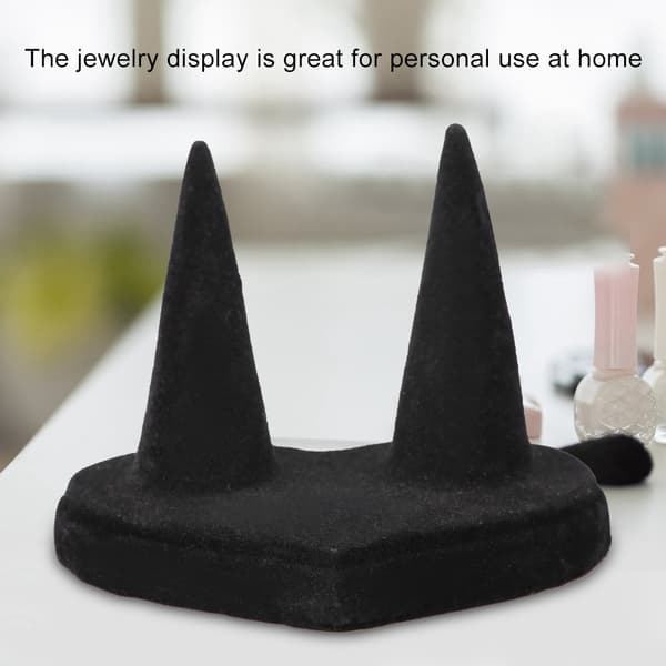 Sort Velour Finger Display Ring Holder Showcase Stand Smykker Ringe Organizer (2 Fingre)