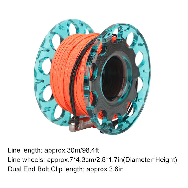 30m 4 färger tålig plast Scuba Diving Finger Spool Reel Diver Undervattenstillbehör (blå)