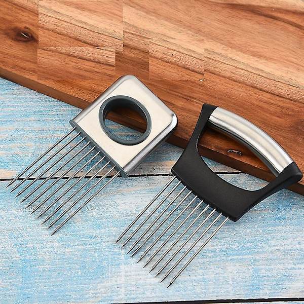 Løg Skærer Værktøj - Rustfrit Stål, Grøntsags Kartoffel Skærer, Køkken Gadget (2 stk)