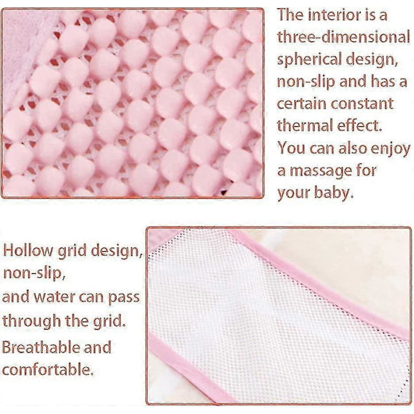 (Rosa)(1 st Babybadstöd, Badkarsstöd Nät Justerbart Badkar Halkfritt Nät Bekväm Badstol För Nyfödd Dusch Och 0-8 Månader Spädbarnsbadi