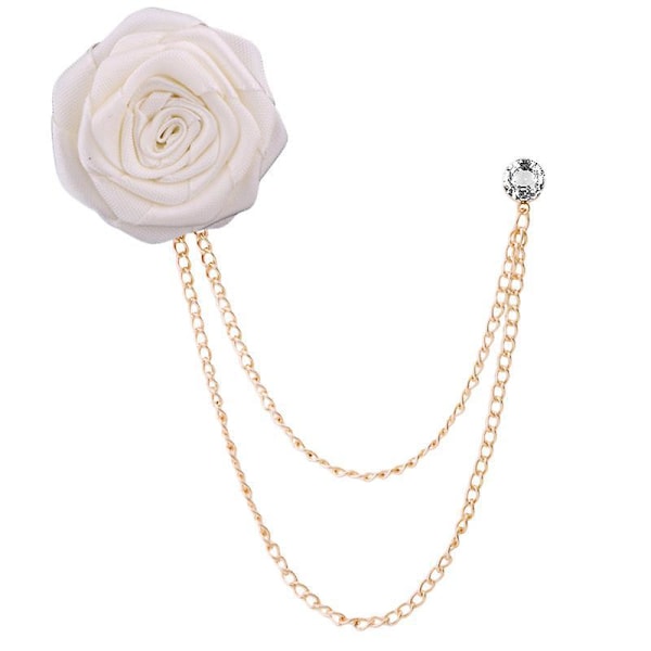 Håndlavet Stof Kunst Rose Blomst Brosche Lapel Nål Badge til Brudgommens Bryllupsdragt - Sæt af 2