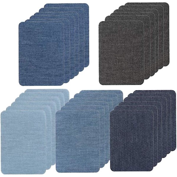 30 KPL Kangaspaikka, vedenpitävä itseliimautuva denim-farkkupaikka vaatteiden korjaukseen, 5 väriä DIY-farkkupaikkoja vaatteisiin farkkuihin takkeihin (4,9 x